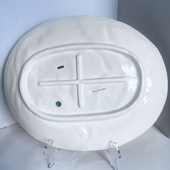 Vtg Large Ceramic Vegetable Harvest Platter Hand-Painted Pumpkin Corn Eggplant - Picture 3 of 9